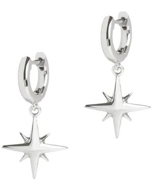 Muru Star Huggie Hoop Earrings - White