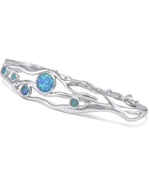 Isla Silver Handmade Fire Opal Bracelet - Blue