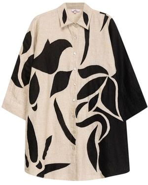 Niza Neutrals Long Linen Shirt Azores - Black
