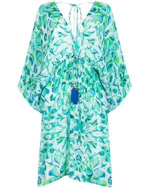 Sophia Alexia Floral Mermaid Mini Capri Kimono Dress - Blue