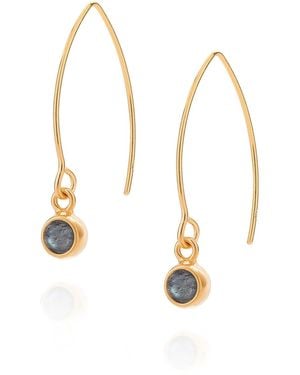 Nellou Jewellery Labradorite Gem Dot Arc Earrings - Metallic