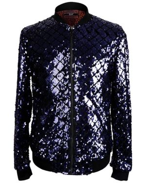 DAVID WEJ Sequin Bomber Jacket – - Blue