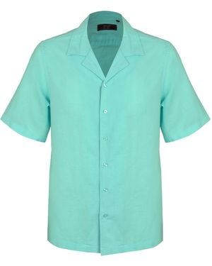 DAVID WEJ Hugo Linen Cuban Collar Shirt - Green