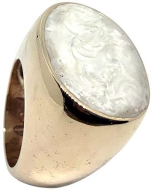 Tg-Jewellery by Tamara Gervasio One Of A Kind Cocktail Ring With Mother Of Pearl Ceramic Enamel - White
