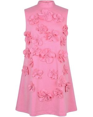 Modenaire Floral Appliqué Mini Dress - Pink