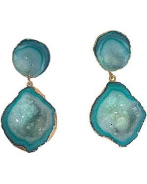 Magpie Rose Double Aqua Earrings - Blue