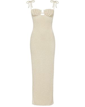 Montce Neutrals Oat Texture Petal Long Slip Dress - Natural
