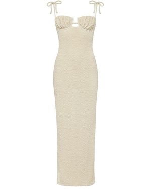 Montce Neutrals Oat Texture Petal Long Slip Dress - Natural
