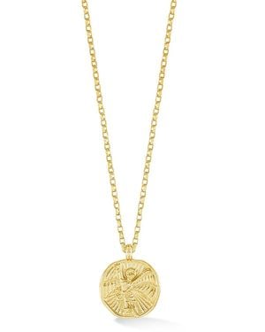 Dower & Hall Solid St. Michael Tiny Talisman Necklace - Metallic