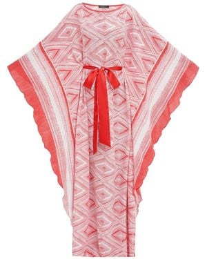 KÂfemme Print Pleated Kaftan Abaya Dress - Pink