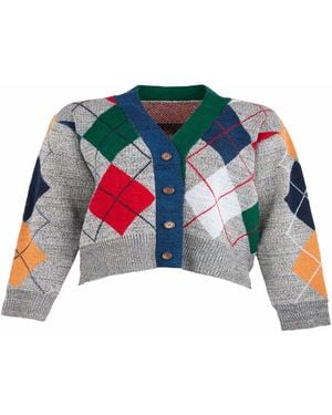 Saachi Classic Colourful Argyle Cardigan - Blue