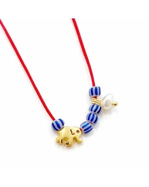 The Pheia Elephant Charm Cord Necklace - Metallic