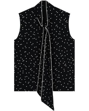 InAvati Polka Dot Sleeveless Blouse - Black