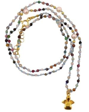 1610Istanbul Roman Guardian Angel Necklace - Metallic