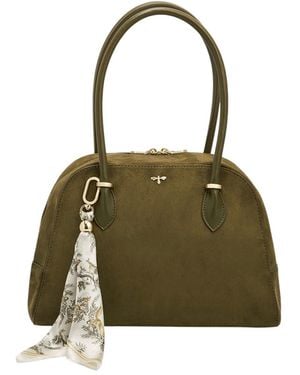 Fable England Amelia Faux Suede Shoulder Bag - Green