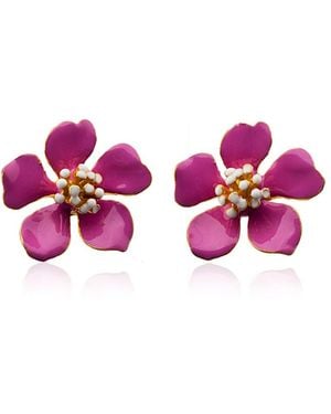Milou Jewelry Fuchsia Cherry Blossom Flower Earrings - Purple