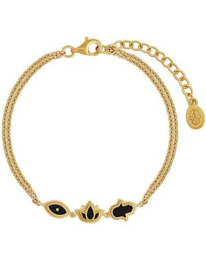 Karma and Luck Sacred Poise Multi-Charm Onyx Bracelet - Metallic