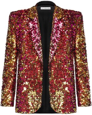 Lily Phellera Belucci Single Breasted Muticolour Sequin Blazer - Red