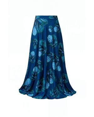 Janara Jones Floral Bomb Sakura Maxi Skirt - Blue