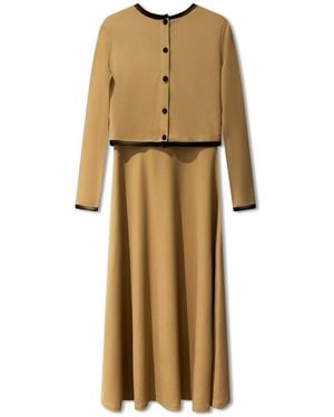 Roch Perel Neutrals Camel Contrast Ribbed Cardi-Dress - Natural
