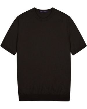 Paul James Knitwear Superfine Merino Silk Bellini Short Sleeve Jumper - Black
