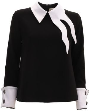 Julia Allert Semi-Formal Blouse With Contrasting Details - Black