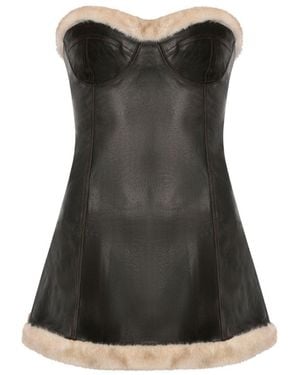 OW Collection Kendra Faux Leather Mini Dress - Black