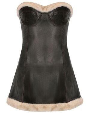 OW Collection Kendra Faux Leather Mini Dress - Black