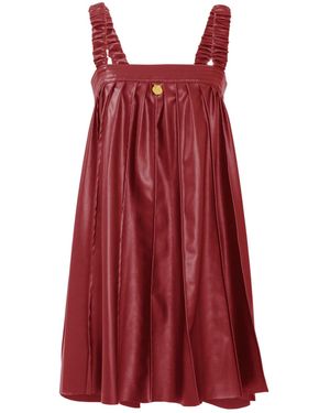 Kargede Desire – Pleated Mini Dress, Vegan Leather - Red