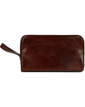 Time Resistance Leather Cosmetic Bag Dopp Kit - Brown