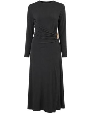 John Abgin Mesh Ruched Embellished Maxi Dress - Black