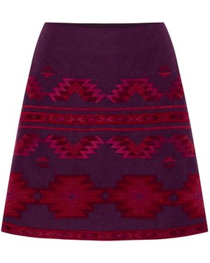 Annabo Rombé Geometric Embroidered Wool Mini Skirt –
