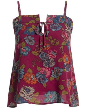 Stovaria One-Of-A-Kind Floral Silk Camisole - Red