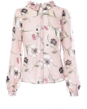 AVENUE No.29 Floral Print Silk Shirt - Pink