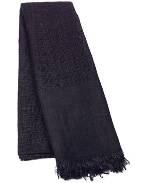 Heritagemoda Handmade Dark Linen Scarf - Blue