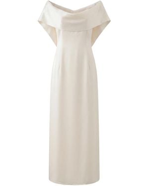Aisl Silk Touch Off-Shoulder Drape Gown - White