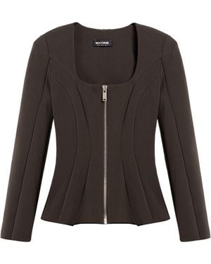 Nocturne Zip-Front Structured Top - Black