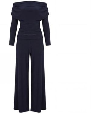 Atom Label Carbon Jumpsuit With Sleeve - Blue