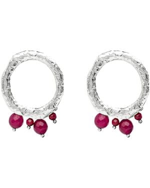 Lavani Jewels Adara Fuchsia Earrings - White