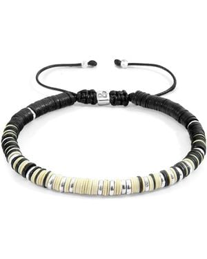 Anchor and Crew Off-white Kariba Silver & Vinyl Disc Macrame Bracelet - Metallic