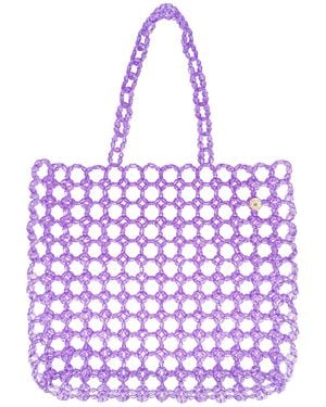 Tillie Beads Honeycomb Beaded Tote Bag - Purple