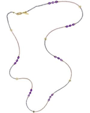 Farra Gemstone Colour Matching Versatile Long Necklace - Metallic