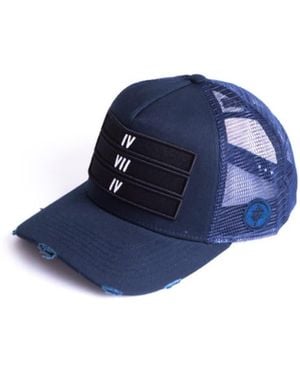 474 co 474 3D Distressed Trucker Hat - Blue