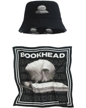 Lost Pattern Bundle Bookhead Bucket Hat & Silk Scarf - Black