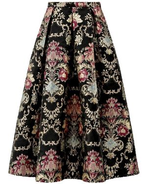 Cedar Rose Audrey Jacquard & Damask Skirt - Black