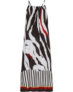 DHARA SHETH DUBAI Into The Wild Zebra Animal Print Spaghetti Strap Cotton Maxi Dress - White