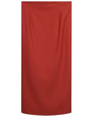 InAvati Midi Slim Fit Rust Skirt - Red