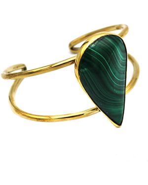 Lala Salama Kijani Teardrop Malachite Bangle - Green