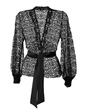 Luna Fashion House Lace Belted Jumper, Jody - Black