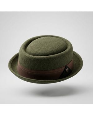 Dasmarca Hats Quintin Moss Felt Oval Crown Porkpie Hat - Green